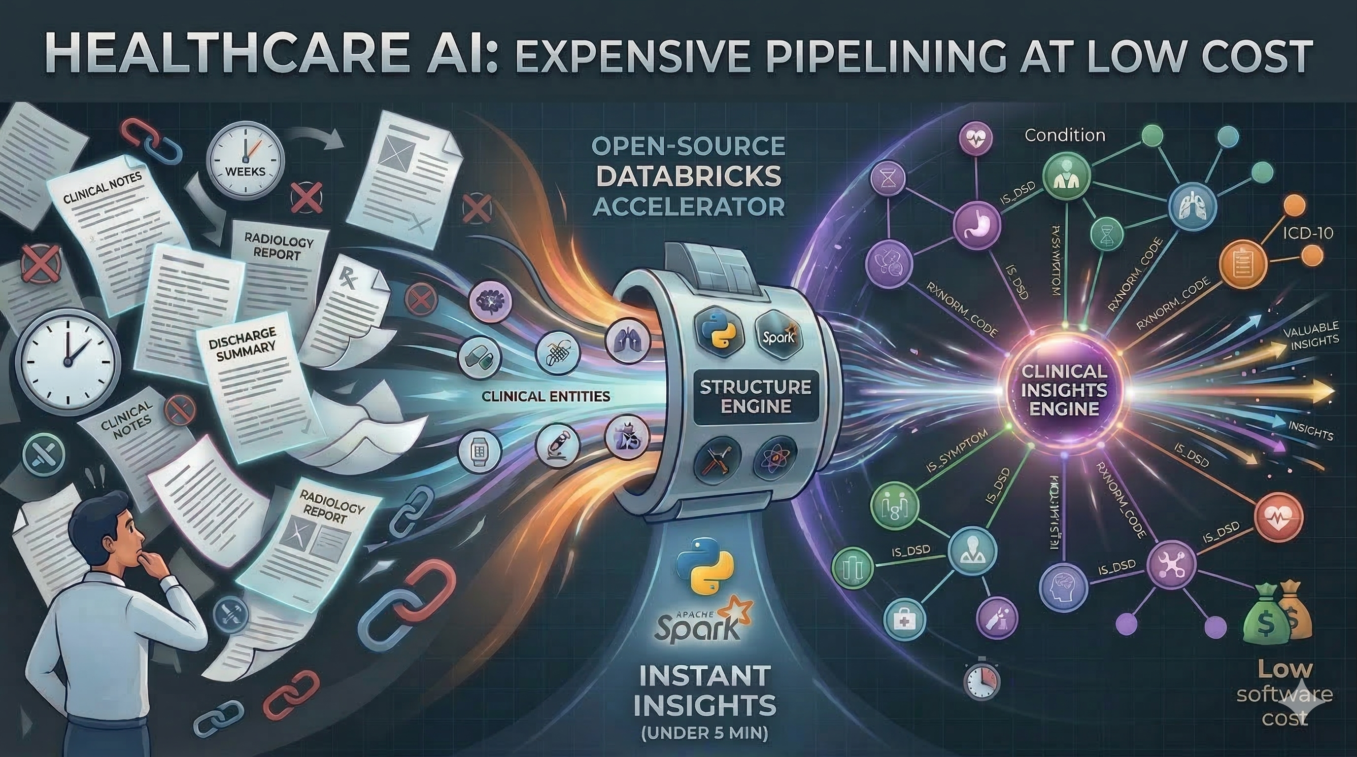 Deploy an expensive Healthcare AI Pipeline at low cost using a Databricks Accelerator that we will deploy for you.